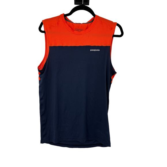 Patagonia Other - Patagonia Top Mens Small Windchaser Sleeveless Tank Navy Orange Mesh Running